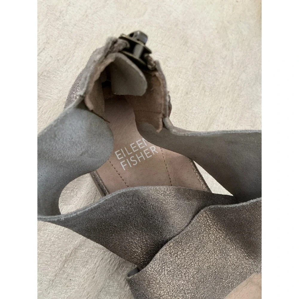 EILEEN FISHER Gold Metallic Sport Platform Sandal Leather Wms crisscross  8.5